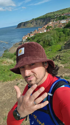 Lewis pictured five miles out from his finish line in Whitby