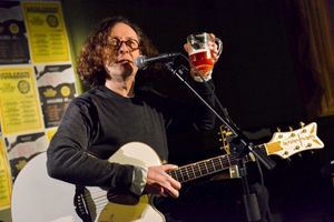 Miles Hunt at The Duke William Pub in Stourbridge for the launch of beer Ned's Wonder - a beer to be sold on the tour The Wonder Stuff will be undertaking with Ned's Atomic Dustbin