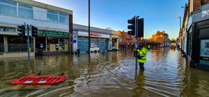 Flooding in Coleham, Shrewsbury. Photo: Owain Betts