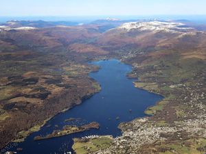 An aerial view of Windermere in the Lake District