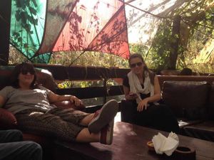 Melissa in a bar in Ramallah with friends. Credit: Emma Herman