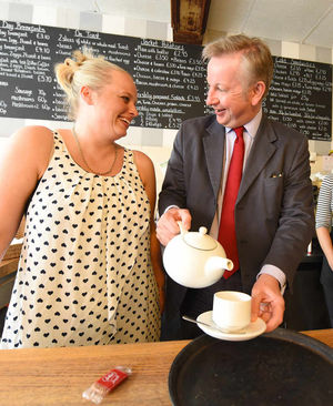 Michael Gove meets Rose's Cafe manager Victoria Gisbourne