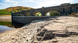 Low water in the Craig Goch Dam at the Elan Valley. Photo: Frank Moore