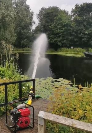 A pump at Newport Canal as anglers fought to save as many fish as they could 