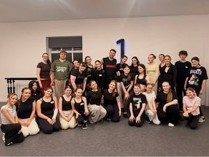 West End star Myles with the older of the two groups he taught at Rooftop Studios in Stone, Staffordshire