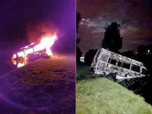 Supporting image for story: Minibus set on fire and dumped in canal after Wolverhampton ram raid
