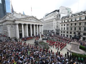 Supporting image for story: Crowds enjoy ‘momentous’ scene as Charles proclaimed King outside Royal Exchange