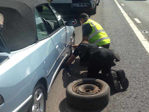Supporting image for story: Police to the rescue after puncture leads to A5 delays in Shropshire