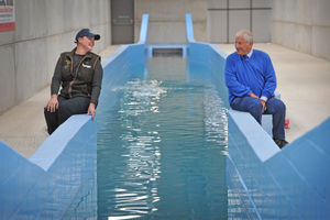 Owner Clare Ellam and Bob Champion