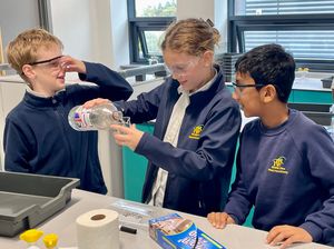 Thomas Skidder, Hannah Mackinnon and Akshaj Unmthaan from Wrekin View primary.
