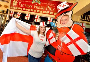 Kellir Ridgway and Nikki Harris are ready for the World Cup at the Pie Factory in Tipton