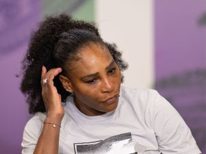 Serena Williams talking during a press conference