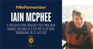 Firefighter Iain McPhee was killed while bravely fighting a fire in a tower block in Birmingham. Photo: Fire Brigades Union.