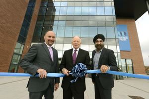 Ninder, right, helping launch the new science centre at Wolverhampton Science Park in 2018