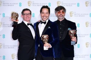 Jeff Melvin, Shane Vieau and Paul Austerberry with the BAFTA for Production Design