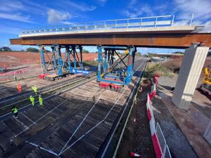 Work is taking place this weekend to lift a bridge onto the M42