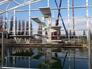 The 12 metre dive tower was completed last month