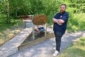 Shaun Pickering, who has been creating a new memorial garden to those that have lost babies and children. Pictured on paths they have created, and the patch of land they have cleared ready for a volunteer day Saturday