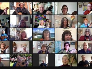 Supporting image for story: Ukulele group’s Zoom sessions strike chord