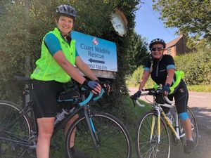 Supporting image for story: Anna stops for a reminder of home before continuing 930-mile cycle for wildlife centre