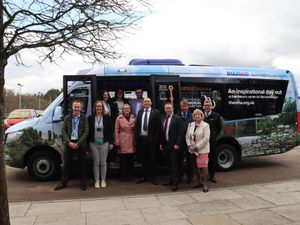 Representatives from the National Memorial Arboretum, Staffordshire County Council, Diamond Bus, and Visit Staffordshire, gathered to celebrate the launch of the new bus service at the start of English Tourism Week