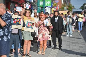 Dozens of people could be seen queueing outside to get into the market