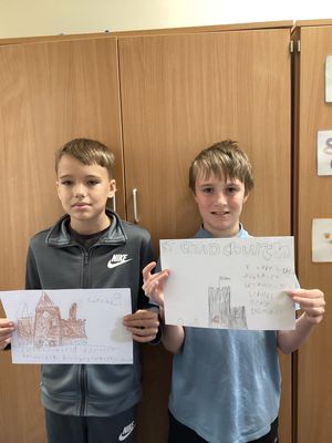 Pupils from Lichfield’s Rocklands School with their artwork.