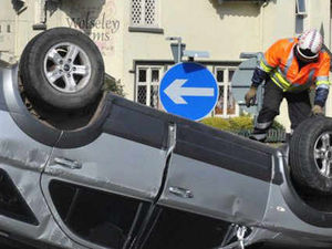 Supporting image for story: Driver hurt as 4x4 overturns