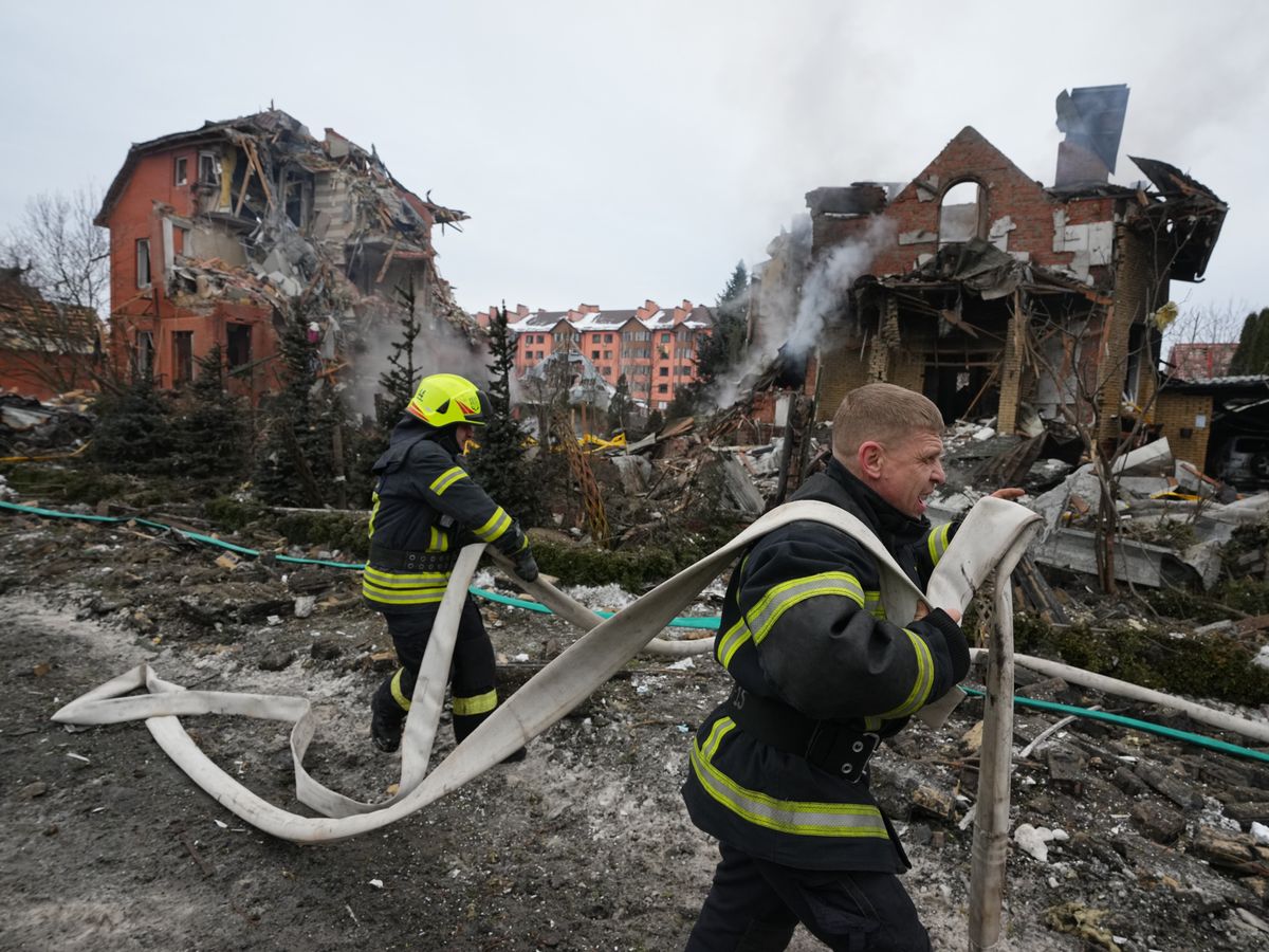 Russian missile and drone barrage hits Kyiv suburbs