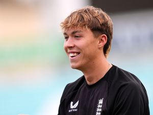 Josh Hull looks on during an England training session.