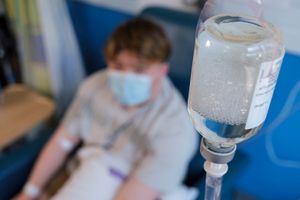 Joe Keary, a patient at the Royal Liverpool University Hospital receiving plasma.