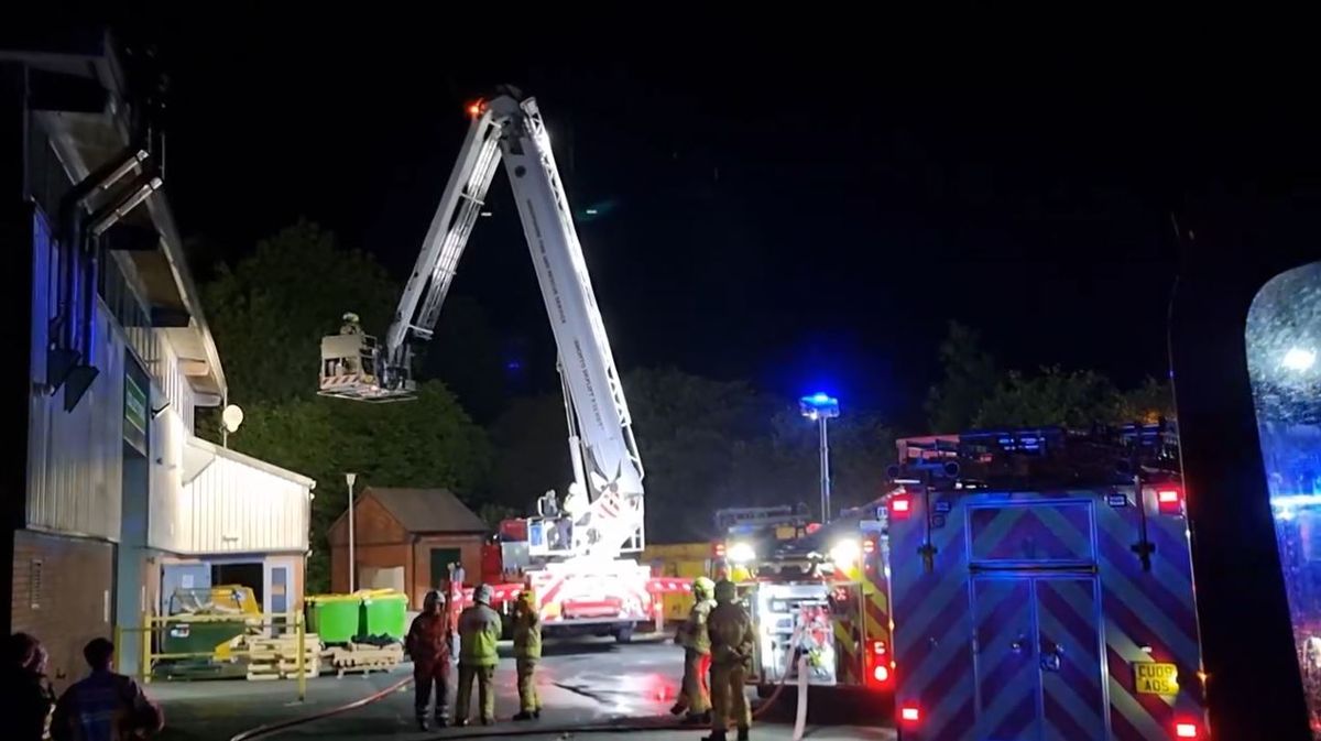 Watch: Firefighters battle blaze at Welshpool factory sparked by electric car