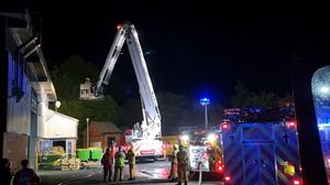 Firefighters at the scene of a factory fire in Welshpool. Photo: Shropshire Fire and Rescue Service