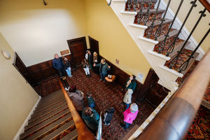Six youngsters have been given a tour of Darwin House on the famous naturalist's 215th birthday.