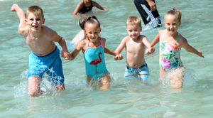 Jamie Neanock, aged 11, Sienna Lambert, aged 6, Elliott Neanock, aged 4, and Laila Lambert, aged 7, from Stourbridge and Kingswinford, at Tettenhall Pool