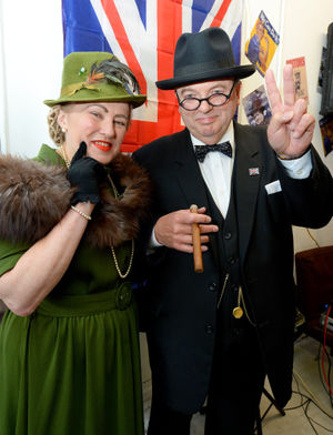 Derek Herbert as Winston Churchill with wife Linda