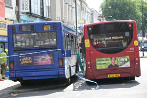 The aftermath of the bus crash in Walsall town centre. Photo: SnapperSK 