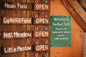 'Welcome to Fordhall Farm' braille sign