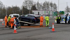 The scene at Burntree junction, Dudley, after and Audi was involved in an RTA.