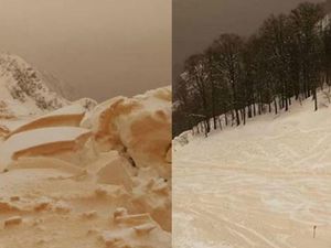 Supporting image for story: Sahara sandstorm dust is making orange-tinted snow fall over eastern Europe