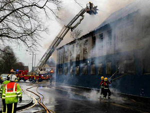 Supporting image for story: IN VIDEO and PICTURES: Firefighters battle derelict factory blaze