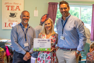 Simon MacSorley (Chairman for Shaw Healthcare) and Geraint Evans (Commercial and Regional Director) presented Service Manager, Bea Ellis-Prout with an anniversary plaque to mark the occasion
