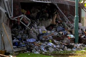 Some of the rubbish which spilled from the lorry
