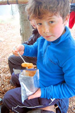 Oscar with army-style rations
