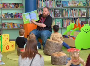 Story time in the children's library.