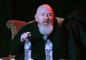 Scottish businessman and music industry executive Alan McGee talking at the The Slade Room as part of the Wolverhampton Literature Festival