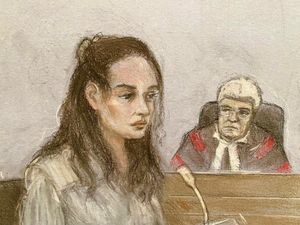Court artist sketch by Elizabeth Cook of Constance Marten appearing at the Old Bailey, central London