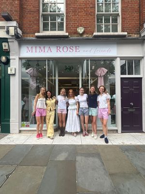 Jemima and friends outside her pop-up shop