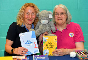 Bishop's Castle Community Celebration Day at SpArC Theatre, Bishops Castle..Kelly Kirk and Helen Milburn from Girl Guiding.