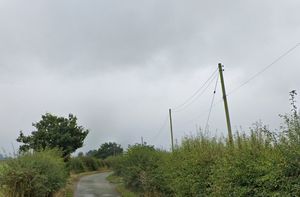 Two overhead power lines carrying electricity to Roden. Picture: Google Maps